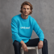 Premium Cyan Blue UNICEF Logo Sweatshirt - Large Size Poly/Cotton Blend - Perfect Fusion of Comfort, Style & Durability