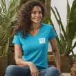 Stylish & Supportive UNICEF Women's V-neck T-shirt in Cyan Blue | Size Small