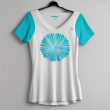 XL Women's V-neck T-shirt: Trendy Cyan Blue Fashion Essential