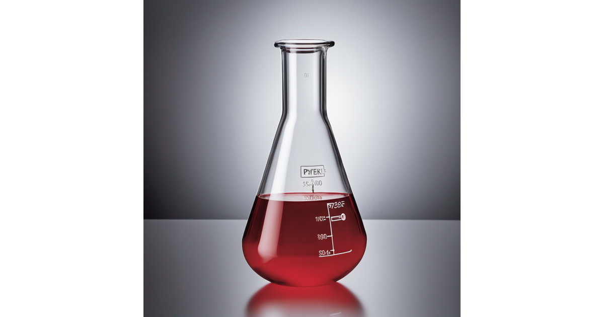 Pyrex Lifetime Red Volumetric Flask 50 Ml Durable Glass With Accurate Measurements 9744